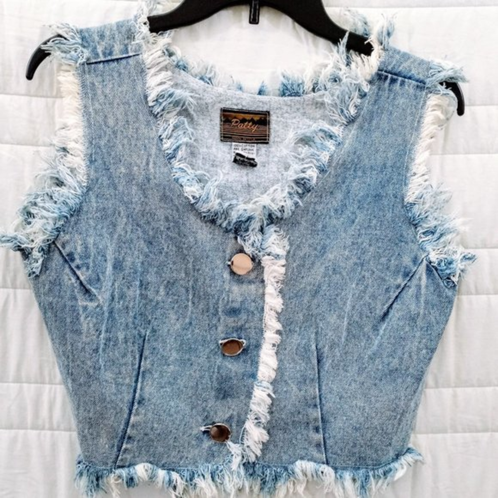 Patty 2 Piece Denim Outfit Vintage 90s With Lace Up Thighs Size Large‎  #002